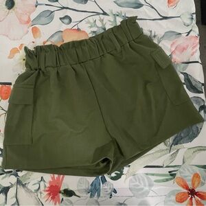 Paper Bag Army Green Stretchy Shorts